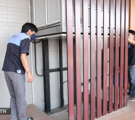 ผลงานติดตั้งลิฟท์บ้านครึ่งท่อน บางใหญ่ นนทบุรี