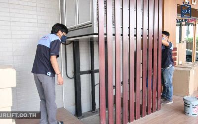 ผลงานการติดตั้งลิฟท์แบบครึ่งท่อน 2 ชั้นที่นนทบุรี (บางใหญ่)