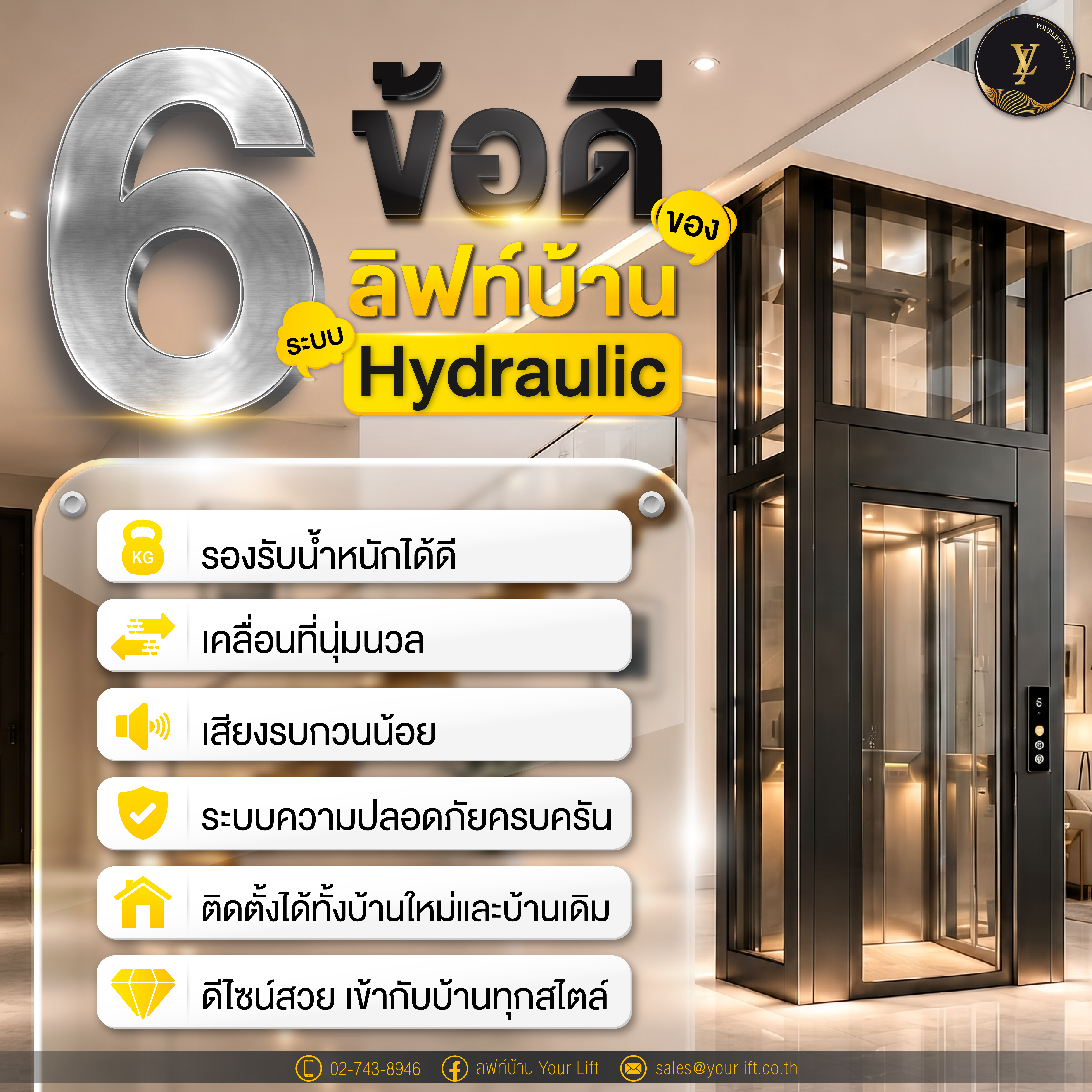 6 ข้อดีของลิฟท์บ้านระบบ Hydraulic
