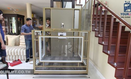 ผลงานการติดตั้งลิฟท์ครึ่งท่อน 2 ชั้น ที่ กรุงเทพฯ (วัชรพล)
